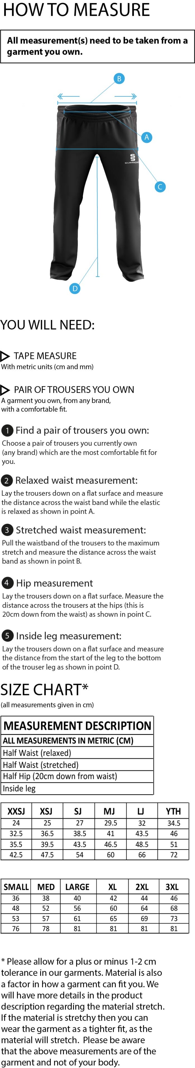 Dual Poplin Track Pant - Men's/Unisex Fit - Size Guide